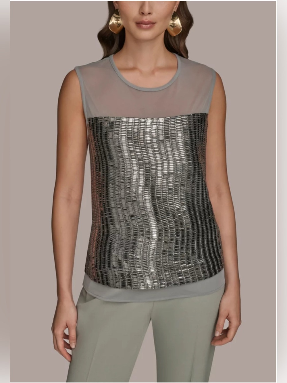 Donna Karan New York
Women's Sleeveless Beaded Mesh Top